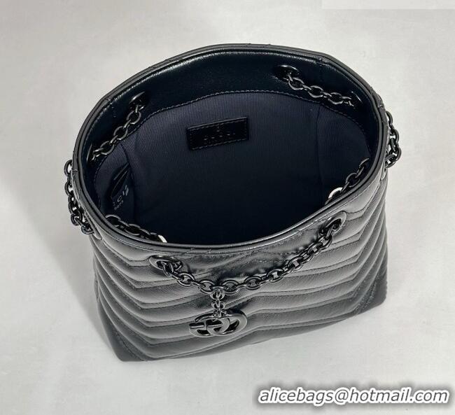 Best Grade Gucci GG Marmont Leather nano bucket bag 856404 Black 2026