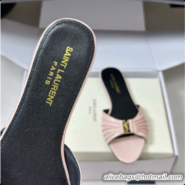 Good Looking Saint Laurent BABYLONE Slides Flat Sandals in Smooth Leather Pink 6081928 2026