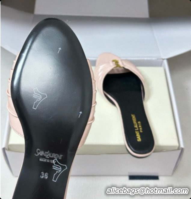 Good Looking Saint Laurent BABYLONE Slides Flat Sandals in Smooth Leather Pink 6081928 2026