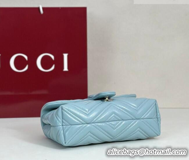 Well Crafted Gucci GG Marmont Leather small shoulder bag 855371 Ice Blue 2026