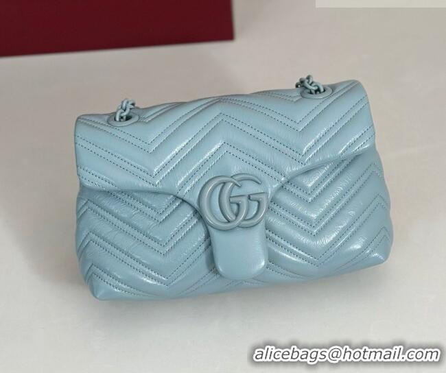 Well Crafted Gucci GG Marmont Leather small shoulder bag 855371 Ice Blue 2026