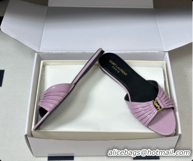 Durable Saint Laurent BABYLONE Slides Flat Sandals in Smooth Leather Purple 6081930 2026