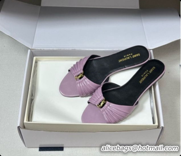 Durable Saint Laurent BABYLONE Slides Flat Sandals in Smooth Leather Purple 6081930 2026