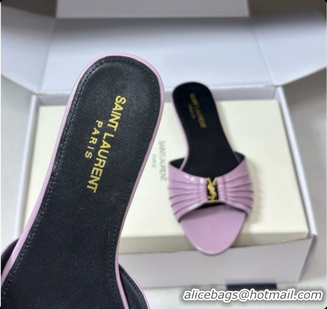 Durable Saint Laurent BABYLONE Slides Flat Sandals in Smooth Leather Purple 6081930 2026