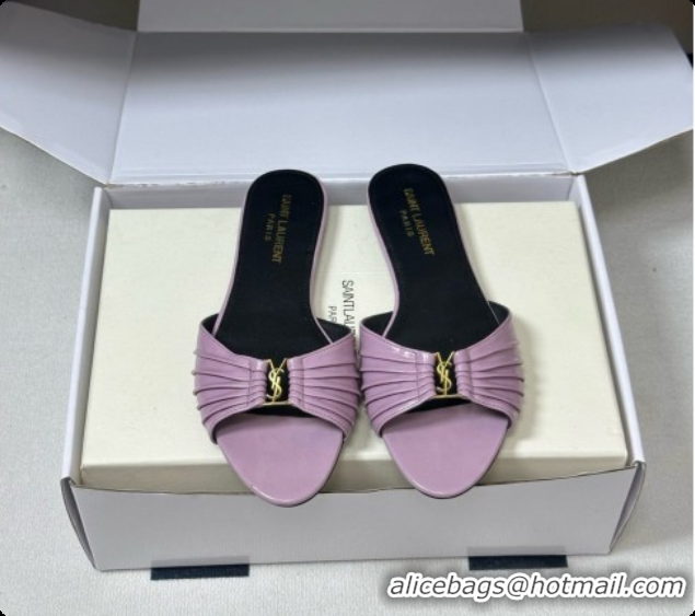 Durable Saint Laurent BABYLONE Slides Flat Sandals in Smooth Leather Purple 6081930 2026
