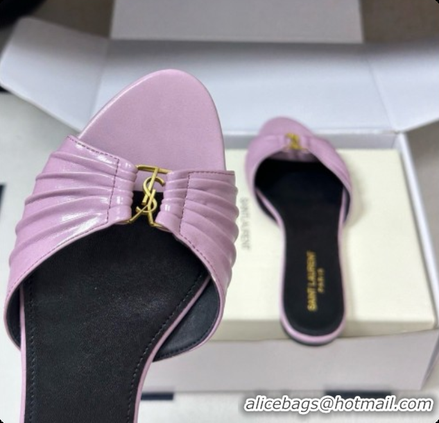 Durable Saint Laurent BABYLONE Slides Flat Sandals in Smooth Leather Purple 6081930 2026