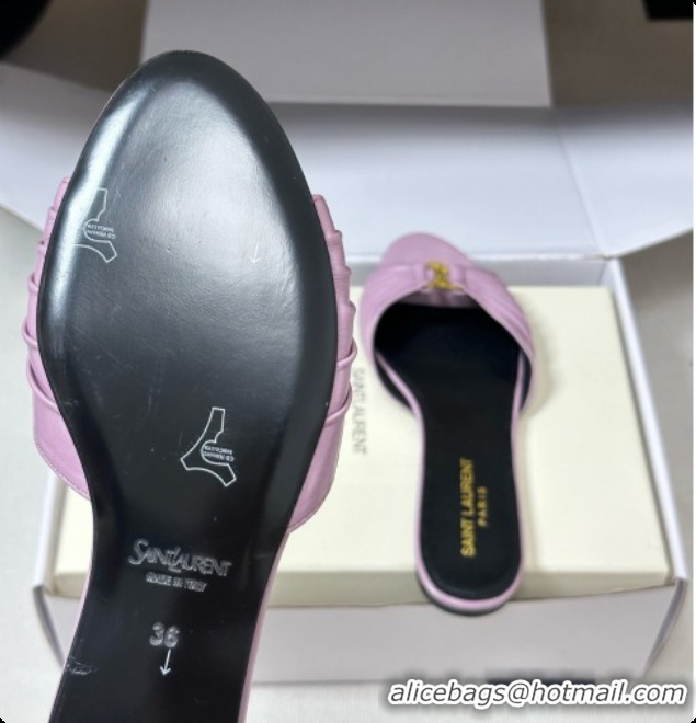 Durable Saint Laurent BABYLONE Slides Flat Sandals in Smooth Leather Purple 6081930 2026