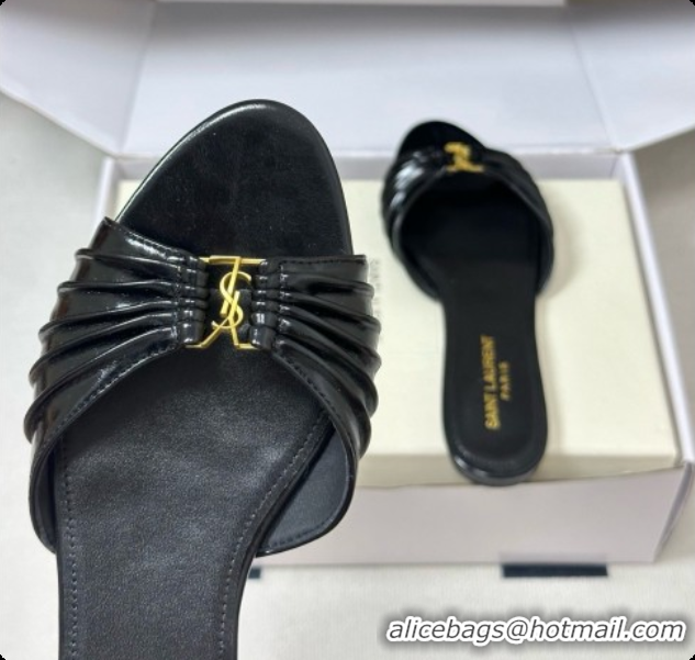 Unique Style Saint Laurent BABYLONE Slides Flat Sandals in Smooth Leather Black 6081931 2026