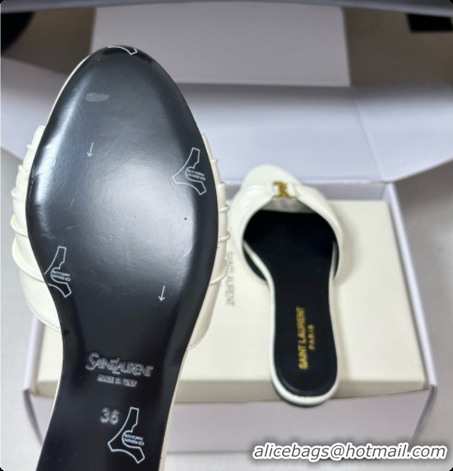Good Quality Saint Laurent BABYLONE Slides Flat Sandals in Smooth Leather White 6081932 2026