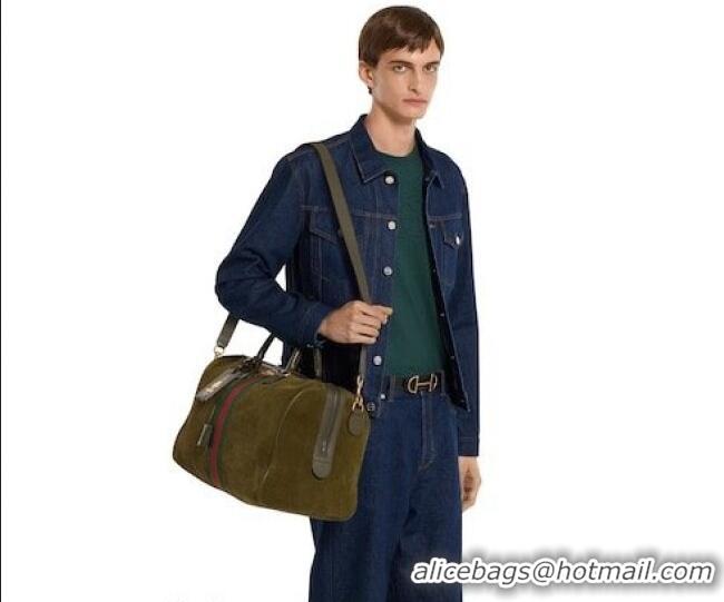 Best Product Gucci Savoy medium duffle bag in Suede 834460 Dark Green 2026