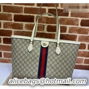 Low Cost Gucci Ophidia GG Canvas Medium Tote Bag with Web 631685 Beige/White 2026