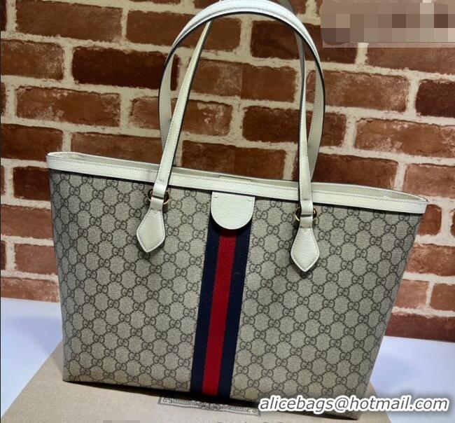 Low Cost Gucci Ophidia GG Canvas Medium Tote Bag with Web 631685 Beige/White 2026