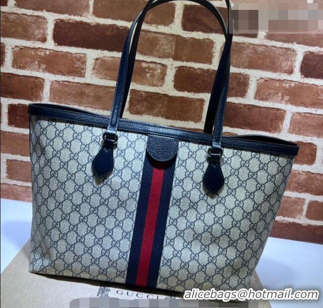 Pretty Style Gucci Ophidia GG Canvas Medium Tote Bag with Web 631685 Beige/Blue 2026