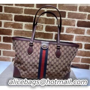 Well Crafted Gucci Ophidia GG Canvas Medium Tote Bag with Web 631685 Burgundy 2026