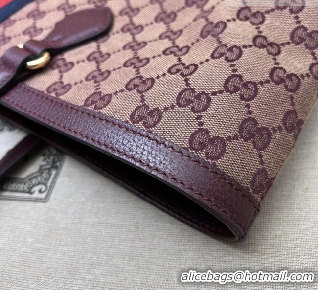 Well Crafted Gucci Ophidia GG Canvas Medium Tote Bag with Web 631685 Burgundy 2026