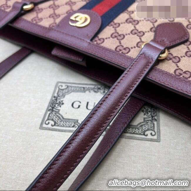 Well Crafted Gucci Ophidia GG Canvas Medium Tote Bag with Web 631685 Burgundy 2026