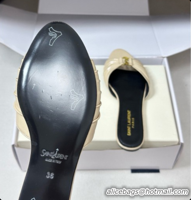 Good Product Saint Laurent BABYLONE Slides Flat Sandals in Smooth Leather Beige 6081934 2026