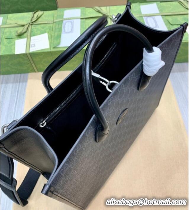 Top Quality Gucci Mens GG Canvas Medium Tote Bag 674148 Black 2026