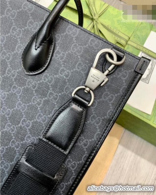 Top Quality Gucci Mens GG Canvas Medium Tote Bag 674148 Black 2026