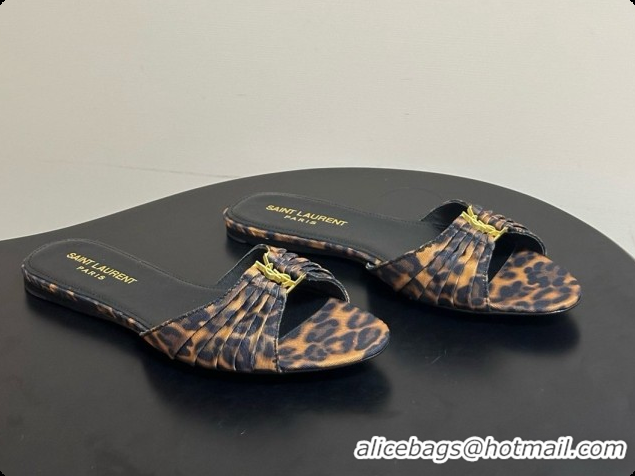 Popular Style Saint Laurent BABYLONE Slides Flat Sandals in Leopard Print Fabric 6081937 2026