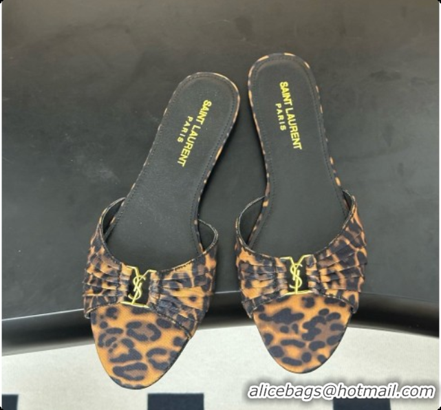 Popular Style Saint Laurent BABYLONE Slides Flat Sandals in Leopard Print Fabric 6081937 2026