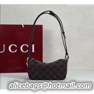 Top Quality Gucci Half Horsebit mini shoulder bag in GG Canvas 860784 Dark Brown 2026