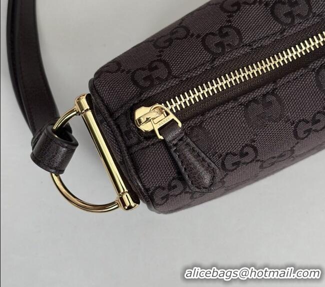 Top Quality Gucci Half Horsebit mini shoulder bag in GG Canvas 860784 Dark Brown 2026