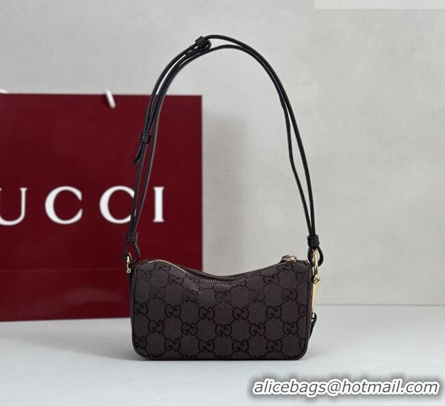 Top Quality Gucci Half Horsebit mini shoulder bag in GG Canvas 860784 Dark Brown 2026