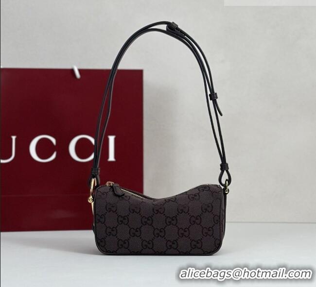 Top Quality Gucci Half Horsebit mini shoulder bag in GG Canvas 860784 Dark Brown 2026