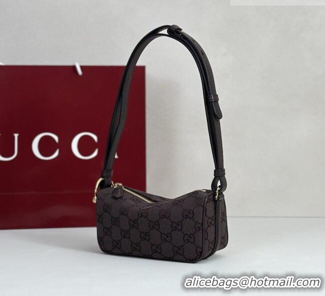 Top Quality Gucci Half Horsebit mini shoulder bag in GG Canvas 860784 Dark Brown 2026