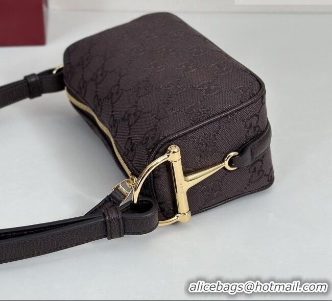 Top Quality Gucci Half Horsebit mini shoulder bag in GG Canvas 860784 Dark Brown 2026