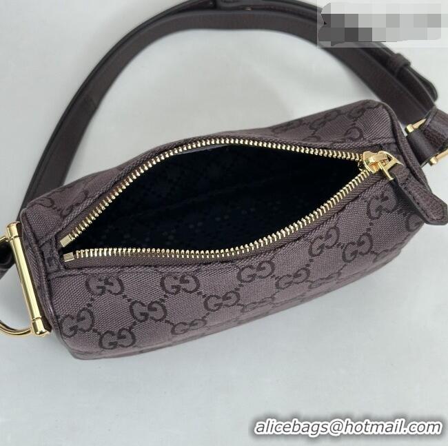 Top Quality Gucci Half Horsebit mini shoulder bag in GG Canvas 860784 Dark Brown 2026