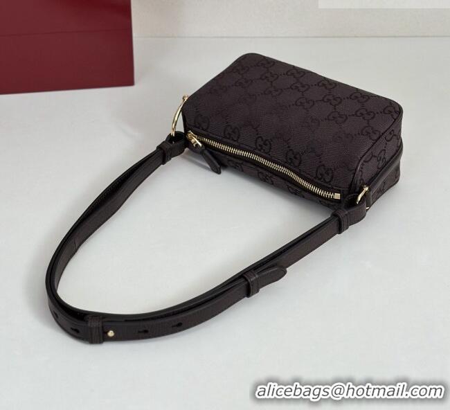 Top Quality Gucci Half Horsebit mini shoulder bag in GG Canvas 860784 Dark Brown 2026