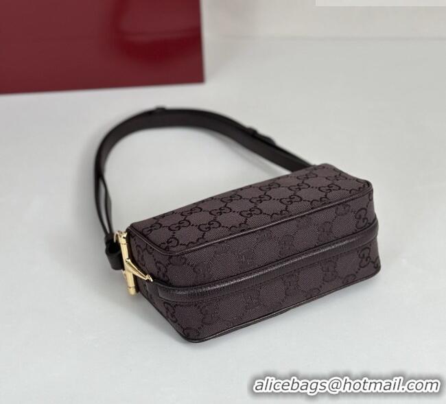 Top Quality Gucci Half Horsebit mini shoulder bag in GG Canvas 860784 Dark Brown 2026