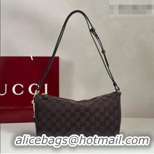Most Popular Gucci Half Horsebit medium shoulder bag in GG Canvas 86078 Dark Brown 2026