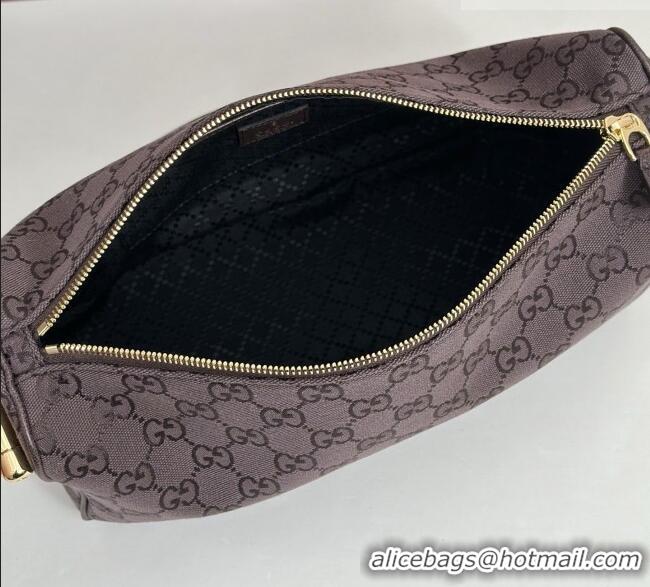 Most Popular Gucci Half Horsebit medium shoulder bag in GG Canvas 86078 Dark Brown 2026