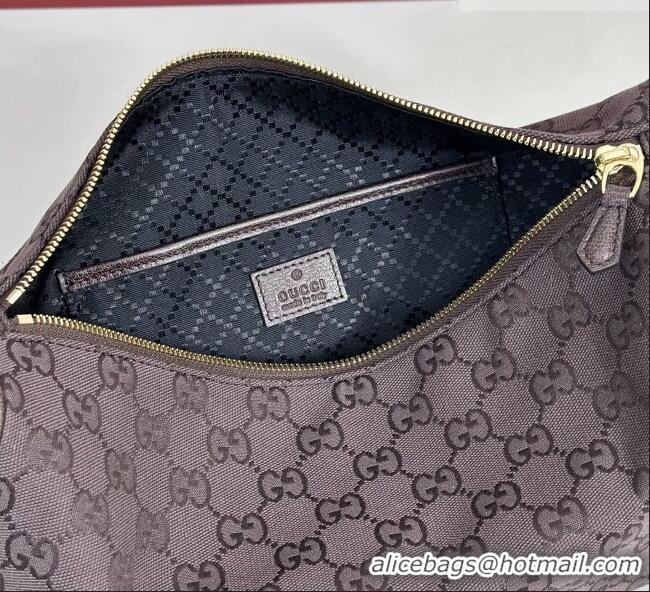 Most Popular Gucci Half Horsebit medium shoulder bag in GG Canvas 86078 Dark Brown 2026