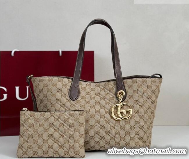 Luxury Cheap Gucci GG Marmont Medium Tote Bag in Matelassé Chevron Canvas 855279 Beige 2026