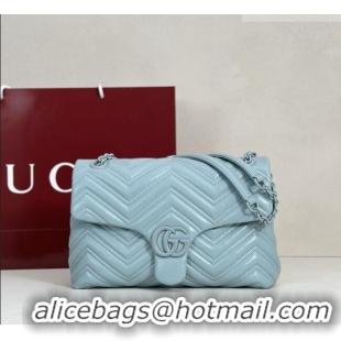Shop Discount Gucci GG Marmont Leather medium shoulder bag 850676 Ice Blue 2026
