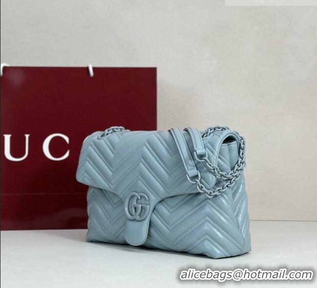 Shop Discount Gucci GG Marmont Leather medium shoulder bag 850676 Ice Blue 2026