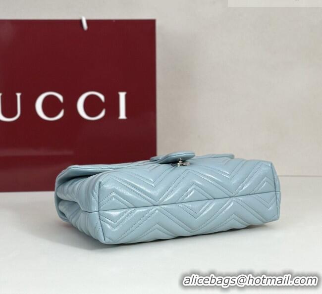 Shop Discount Gucci GG Marmont Leather medium shoulder bag 850676 Ice Blue 2026
