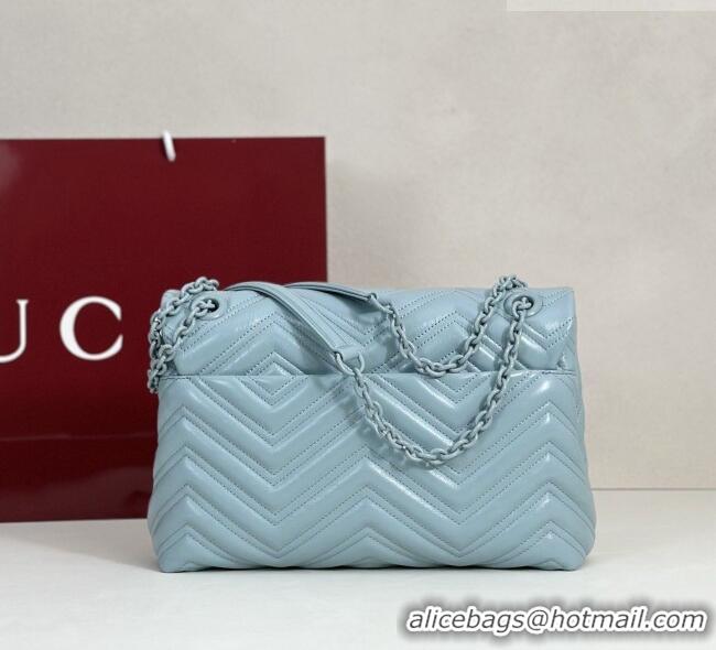 Shop Discount Gucci GG Marmont Leather medium shoulder bag 850676 Ice Blue 2026