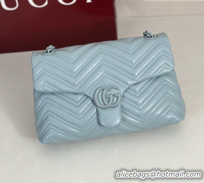 Shop Discount Gucci GG Marmont Leather medium shoulder bag 850676 Ice Blue 2026