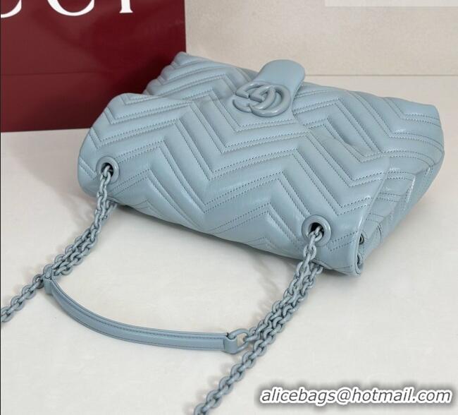 Shop Discount Gucci GG Marmont Leather medium shoulder bag 850676 Ice Blue 2026