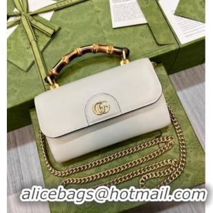 Super Quality Gucci Bamboo Mini Leather Bag 675795 White 2026