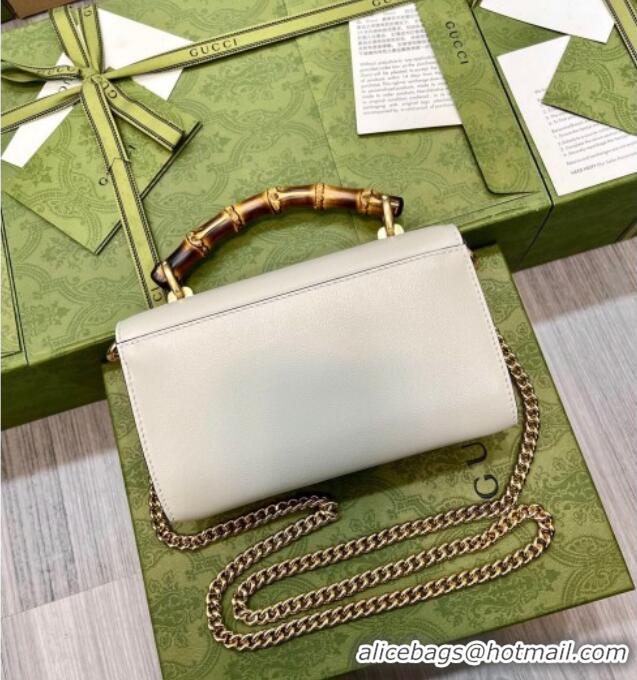 Super Quality Gucci Bamboo Mini Leather Bag 675795 White 2026