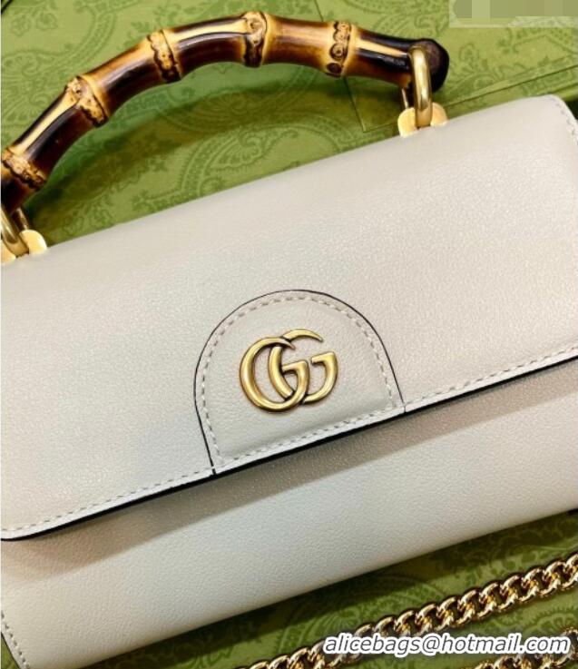 Super Quality Gucci Bamboo Mini Leather Bag 675795 White 2026