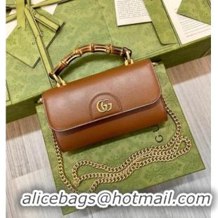 Top Grade Gucci Bamboo Mini Leather Bag 675795 Brown 2026