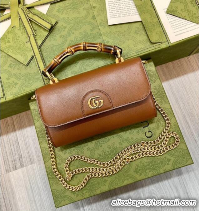 Top Grade Gucci Bamboo Mini Leather Bag 675795 Brown 2026