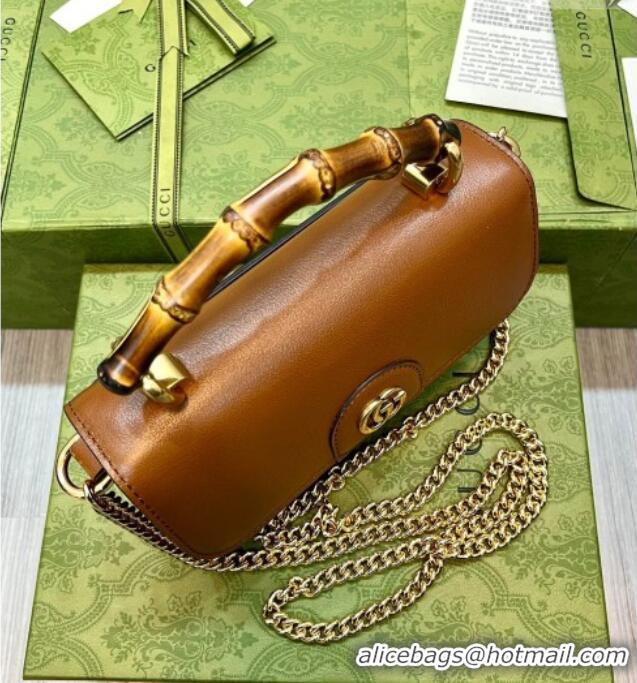 Top Grade Gucci Bamboo Mini Leather Bag 675795 Brown 2026